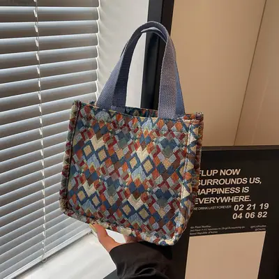 Women's Patterned Canvas Tote Bag Large Capacity Shoulder Crossbody