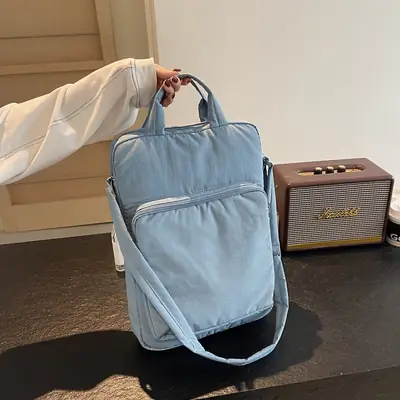 Light Blue Laptop Handbag Single Shoulder Crossbody