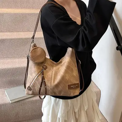 Korean Style Shoulder Crossbody Bag Gold Leather 2025