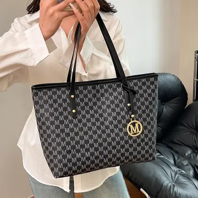 Women Cross-Brand Houndstooth Tote Bag Large Capacity