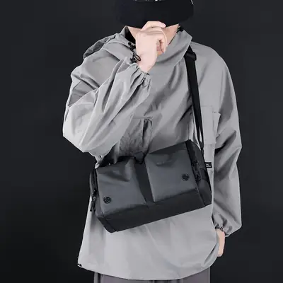 Cool Men's Black Shoulder Bag with Crossbody Strap