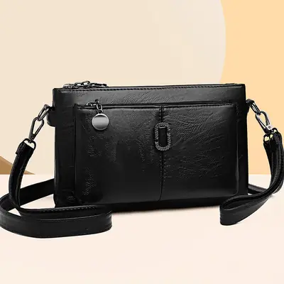 Black Women's 2026 Clutch Bag Multi-Compartment Crossbody