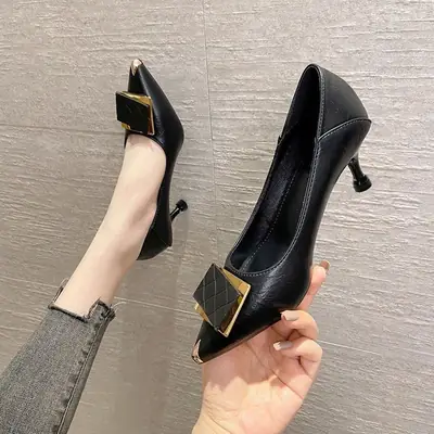 French Style Square Buckle Stiletto Heels for Women