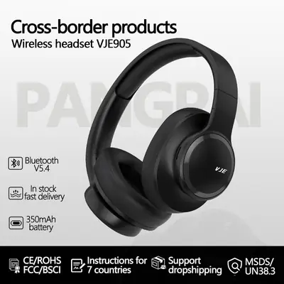 Pink Bluetooth Headset Full Ear Heavy Bass Wireless