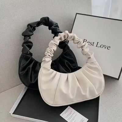 Cloud Pleated Women's Bag Black White 2023