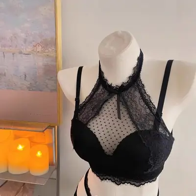 Black Lace Push Up Bra Underwear Women Small