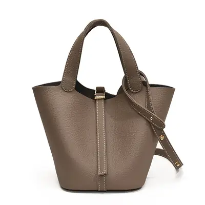 Brown Crossbody Women's Leather Tote Bag with Adjustable Strap