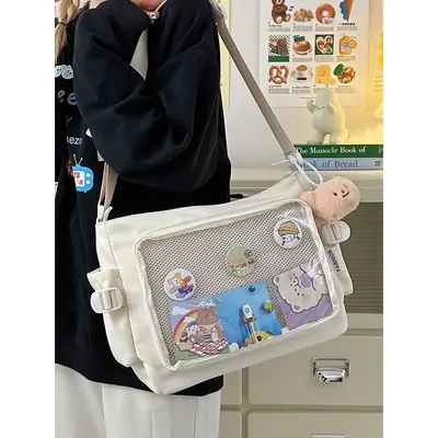 Japanese Style Transparent Bar Bag Pvc Board Campus Versatile Large Capacity Simple Shoulder Crossbody Bag Girl Bag