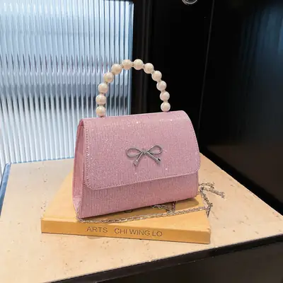 Pink Sparkly Bow Shoulder Bag for Women