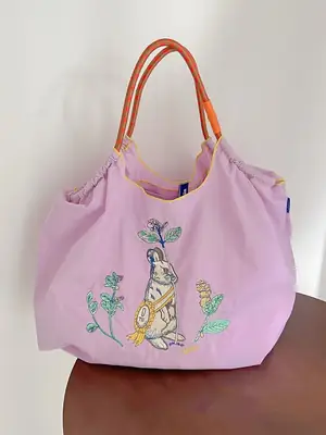Pink Embroidered Shoulder Bag for Women luggage and leather goods
