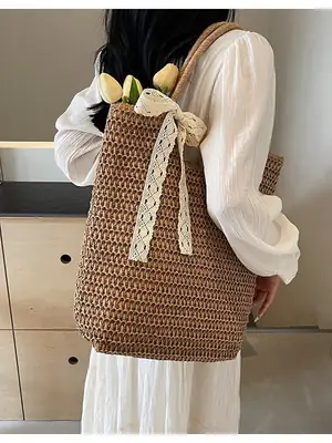 Women's Woven Shoulder Bag Brown New Spring 2025