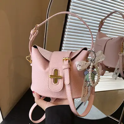 Pink Leather Shoulder Bag for Women 2025