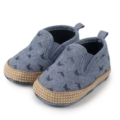 Baby Boy Canvas Slip-On Shoes Grey with Arrow Print