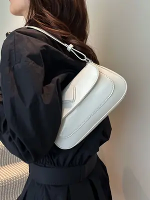 Women's White Leather Crossbody Bag 2025 Fashion Commuter