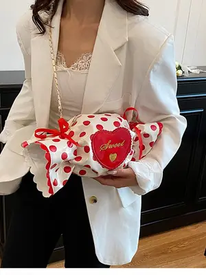 Women's Heart-Shaped Crossbody Candy Bag with Bow