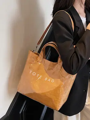Large Capacity Kraft Paper Jelly Bag Waterproof Tote Bag