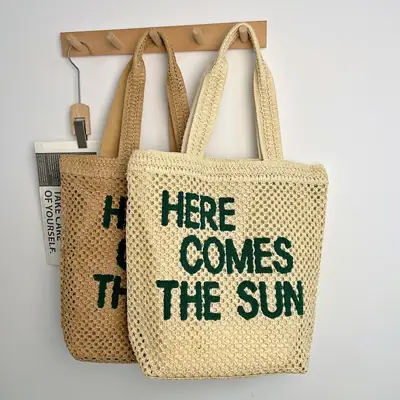 Straw Embroidered Letter Bag Large Capacity New Fashion