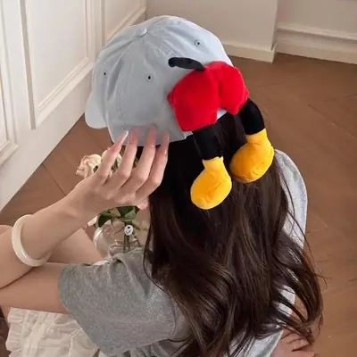 Mickey Butt Cap for Girls Pink Cartoon Face Show