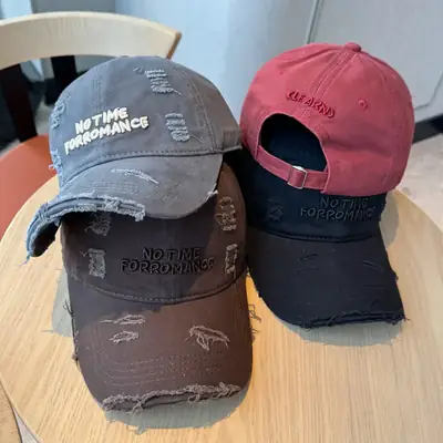 New Hole Washed Baseball Cap Women Three-Dim Letter Embroidered