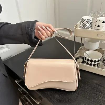 Women's Beige Crossbody Bag with Chain Strap