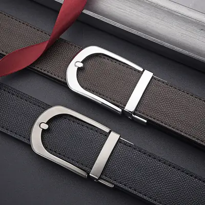 Men's Genuine Leather Pin Buckle Belt Black