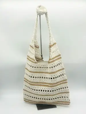 Hollow Handmade Crochet Cotton Tote Bag Small