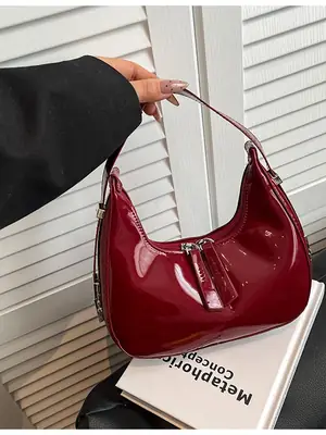 Red Glossy Crossbody Bag for Women Spring Summer