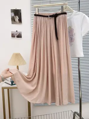 Real Pat Pleated Cotton Linen Skirt Women 2025 Summer