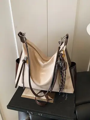 High-end 2025 Women's Large Cap Bag Tan Leather