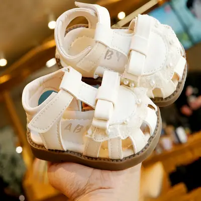 Toddler Sandals White Soft Sole 1-2Yrs