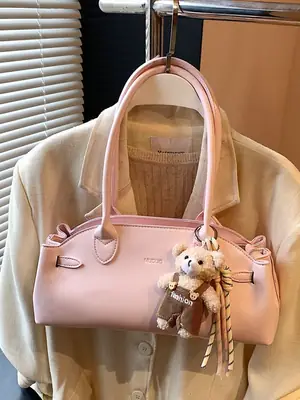 Pink Textured Shoulder Bag for Women 2026