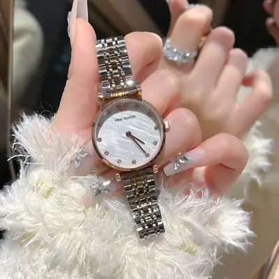 Women's Gold Plated Waterproof Watch with Crystal Dial