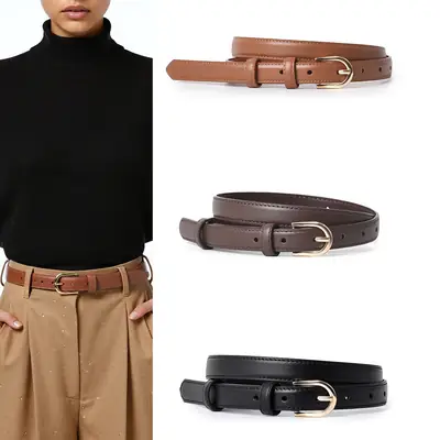 Light Brown Genuine Leather Belt for Women