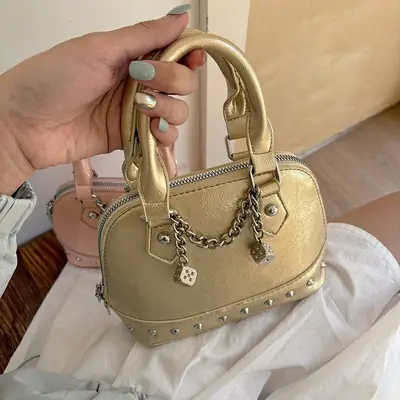 Gold Rivet Shoulder Bag for Women 2025