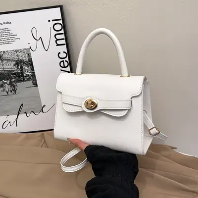 White Retro Satchel Shoulder Bag for Women 2025