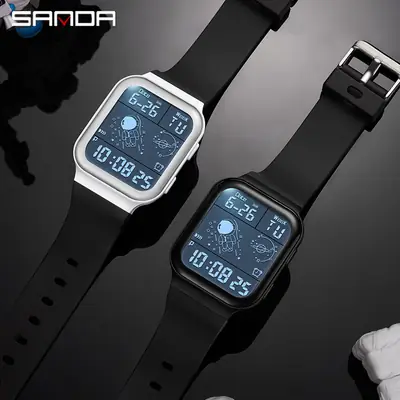 Sanda Astronaut Digital Watch Men Women Detachable Strap