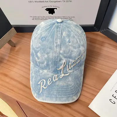 Grey Embroidered Denim Cap 546cm