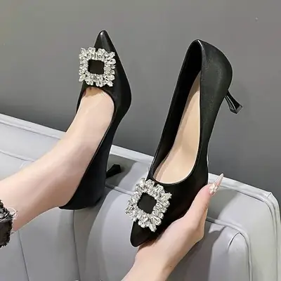 French Style Rhinestone Stiletto Heels for Women