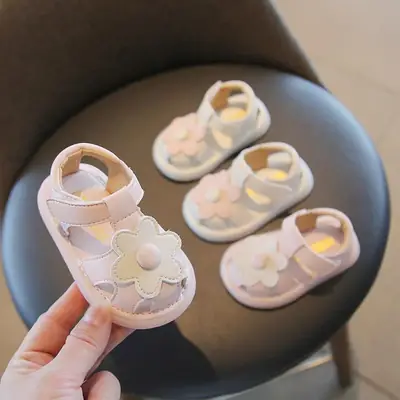 Baby Princess Shoes Baby Sandals Summer Toddler Shoes One Year Old Girl Soft Sole Children's Shoes Toe Children's Leather Shoes