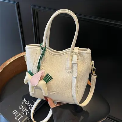 Women's Textured Bucket Bag Cream 2025 New Arrival