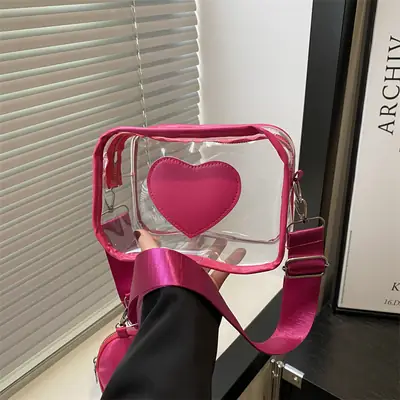 Pink Heart Crossbody Bag for Women