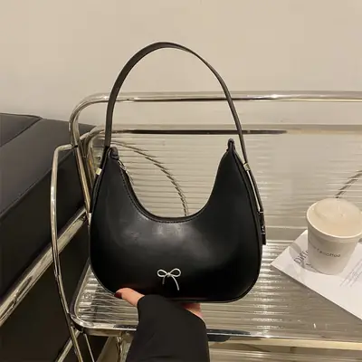 Black Bow Shoulder Bag for Women 2025 Spring