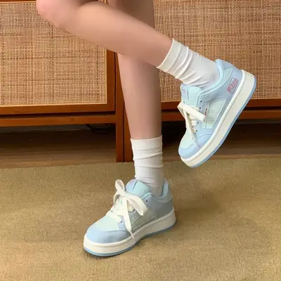 Women's Yellow Pink Campus Shoes with Thick Sole