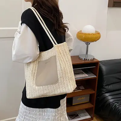 2026 Retro Beige Canvas Shoulder Bag Large Capacity