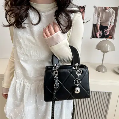 Black Quilted Princess Diana Shoulder Bag for Women
