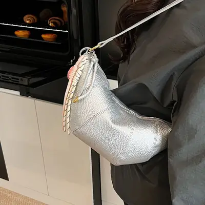 Silver One-Shoulder Crossbody Bag for Women