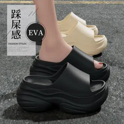 Women's Black EVA Thick Heel Sandals 8.0cm