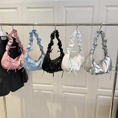 2025 Pleated Bow Shoulder Bag Women's Cloud Bag
