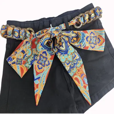 Women's Multi Color Patterned Belt Belt with Skirt 175cm