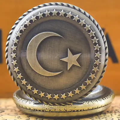 Men's Star Moon Pocket Watch Necklace with Chain